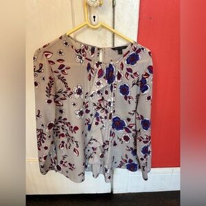 Banana Republic light taupe, floral blouse